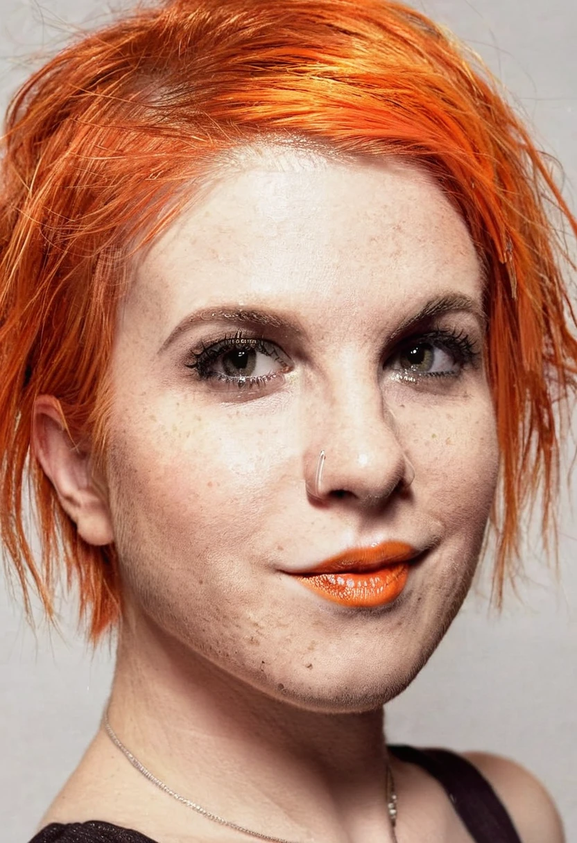 OverallDetailXL, ohwx, naked, orange hair, midriff, detailed face