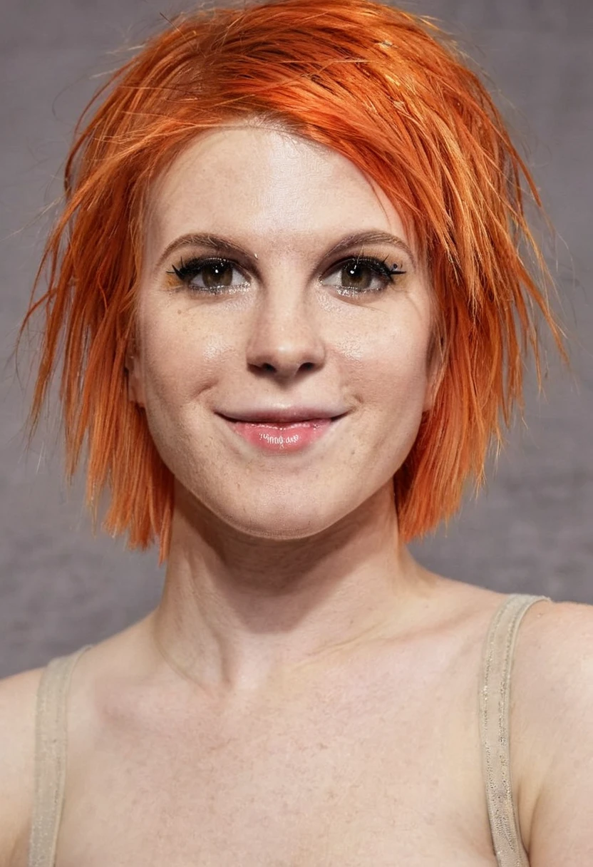 OverallDetailXL, ohwx, naked, orange hair, midriff, detailed face