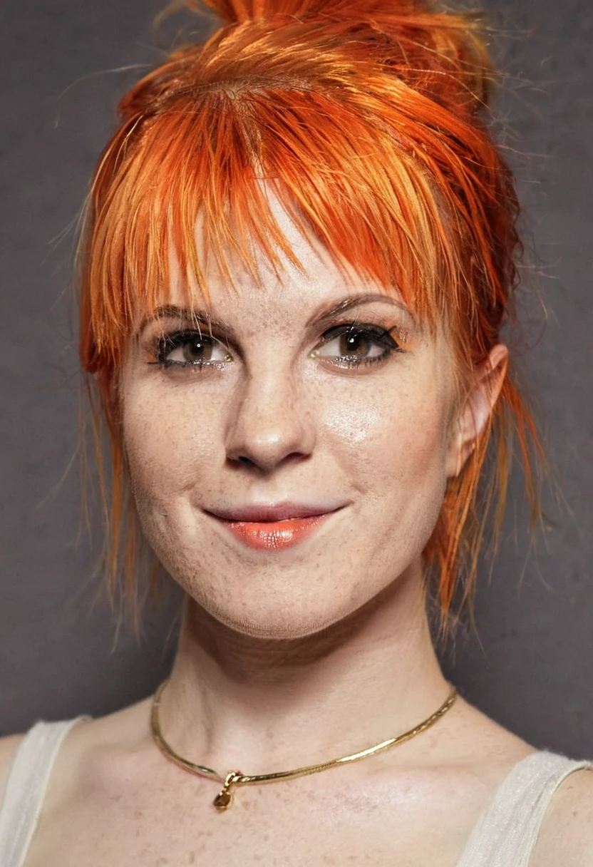 OverallDetailXL, ohwx, naked, orange hair, midriff, detailed face