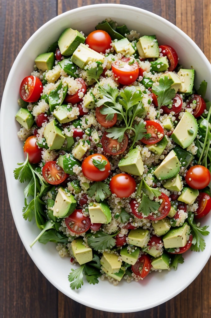Quinoa salad with avocado, Cherry tomato and cilantro