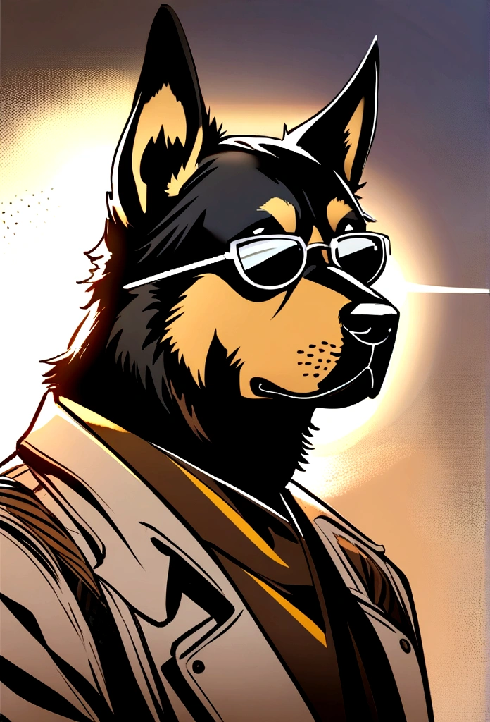 German Shepherd in light brown white with sunglasses