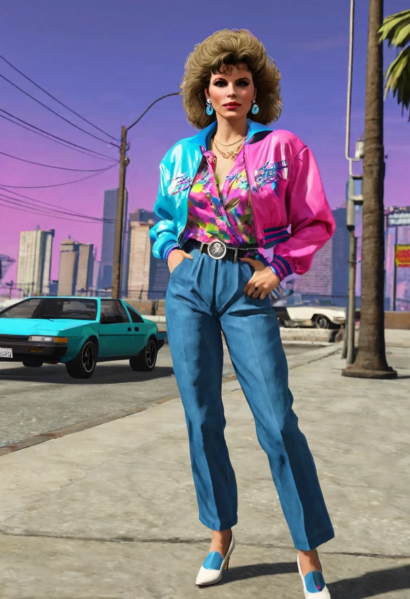 mod of an 80s woman dressed in 80s clothes gta