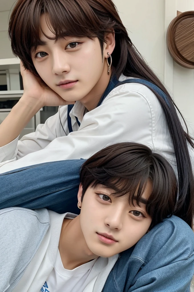 Jimin Blond hair and Jungkook