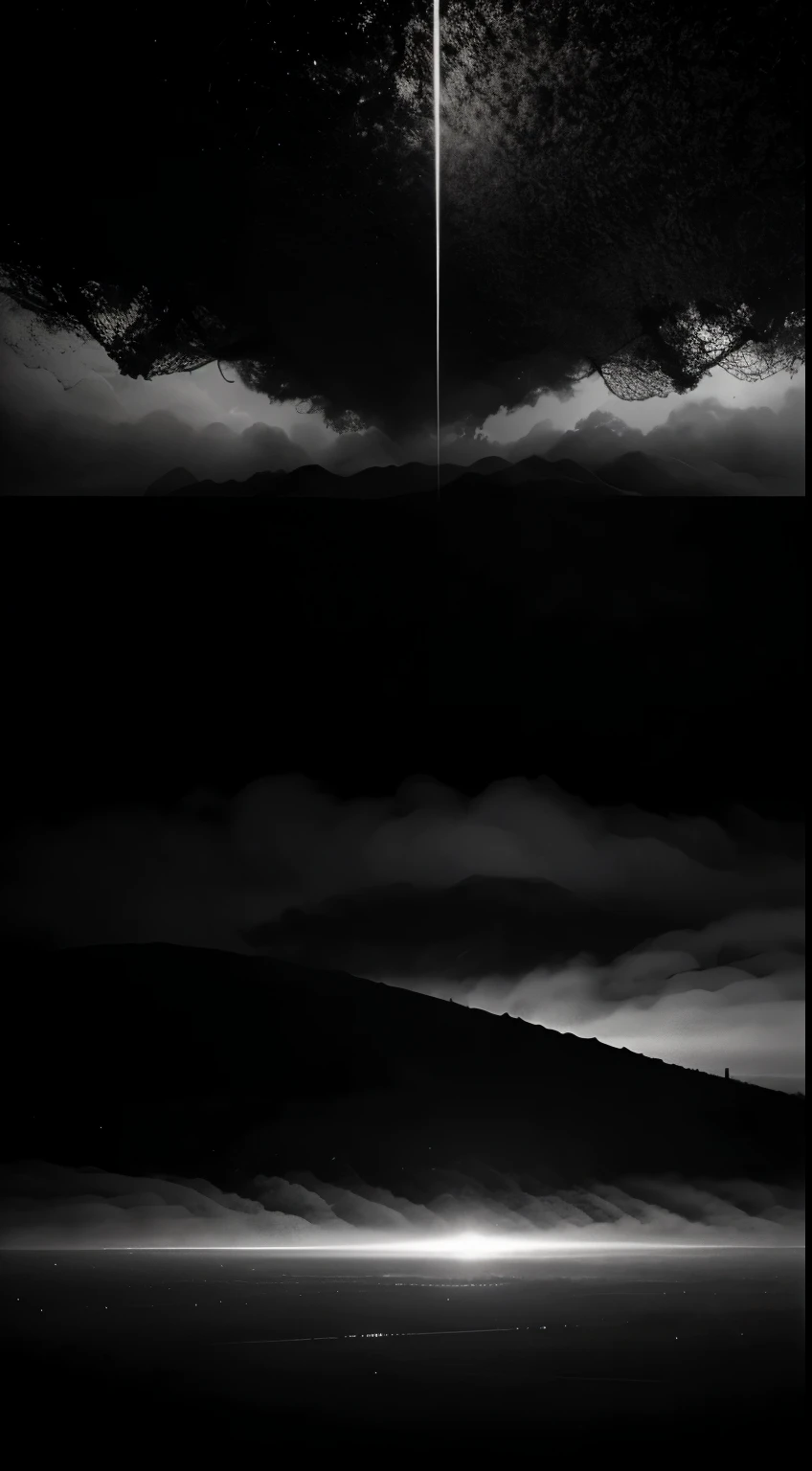 Inner Noise Cloud,Minimalist black and white poster,Abstract Art,Apocalyptic foggy landscape,The award-winning works,The award-winning