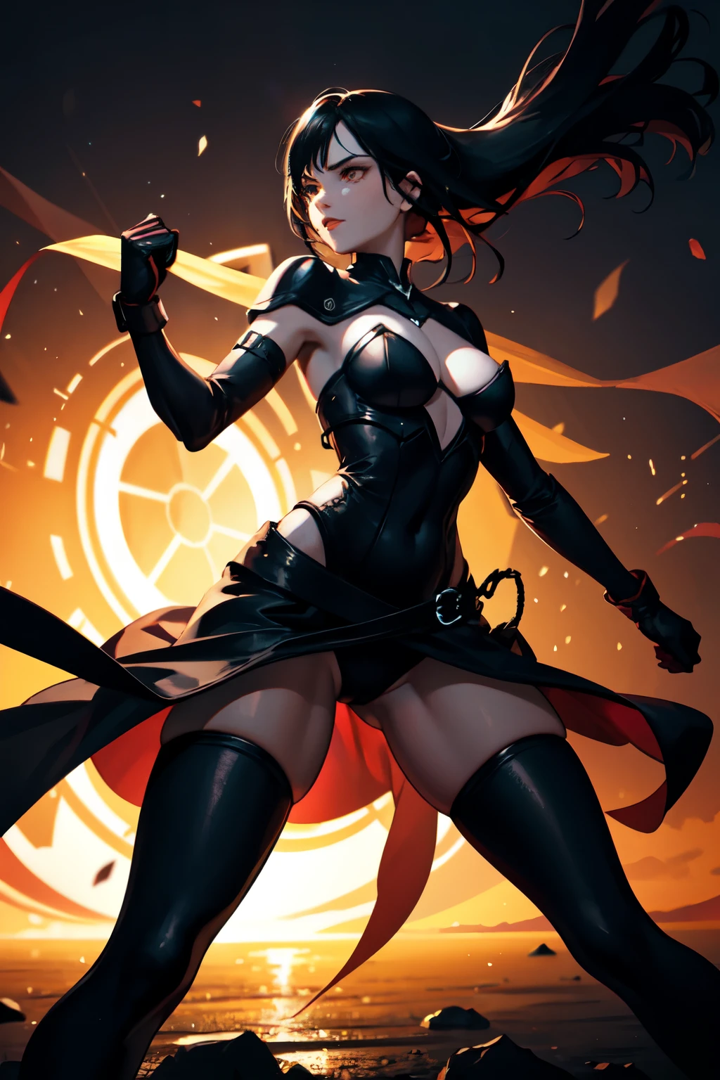woman fighting dark