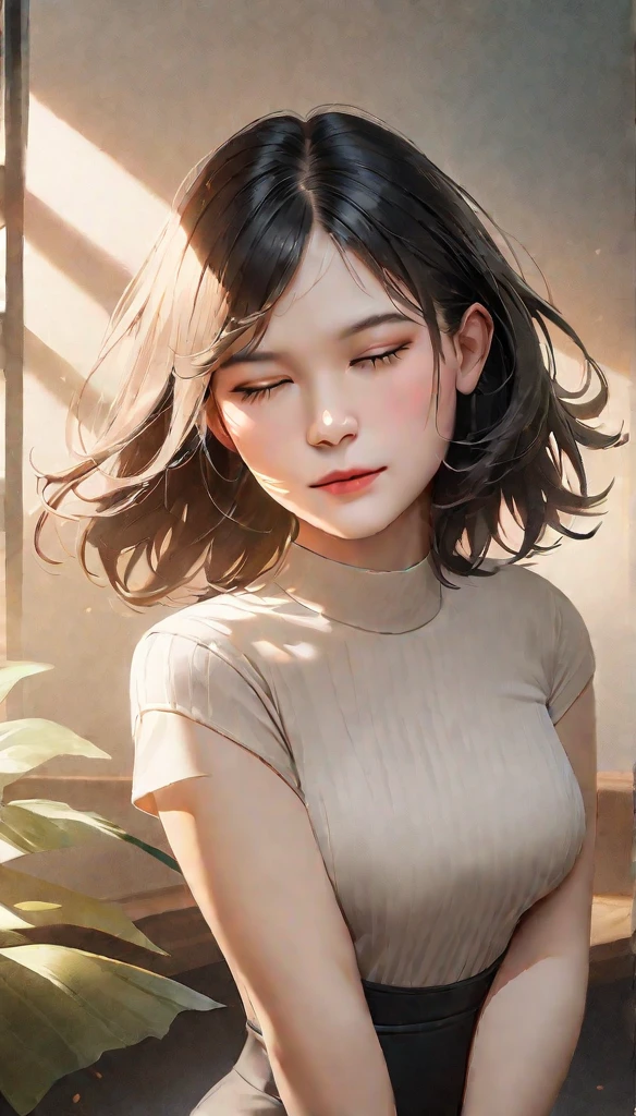 (RAW Photos, Highest quality), (Realistic, photo-Realistic:1.3), masterpiece, Very delicate and beautiful, Very detailed, CG, Unity , 2k wallpaper, wonderful, In detail, A light smile, Very detailed CG Unity 8k wallpaper, Large file size, Super detailed, High resolution, Absurd, Soft Light, (((Medium Hair:1.3), Short bangs, Black Hair, Floating Hair NovaFrogStyle)), Beautiful detailed girl, Detailed fingers, Very detailed eyes and face, Beautifully detailed nose, Beautiful attention to detail, Long eyelashes, Light on the face, View your viewers, (Mouth closed:1.2), One girl, cute, young, Adult face, (whole body:1.3), ((Small breasts)), Realistic face, Realistic body, Super Big Breasts, Big Breasts, Beautiful thigh details, (Urzan-6500-v1.1:0.8), Black underwear, With legs apart, Blushing and embarrassed