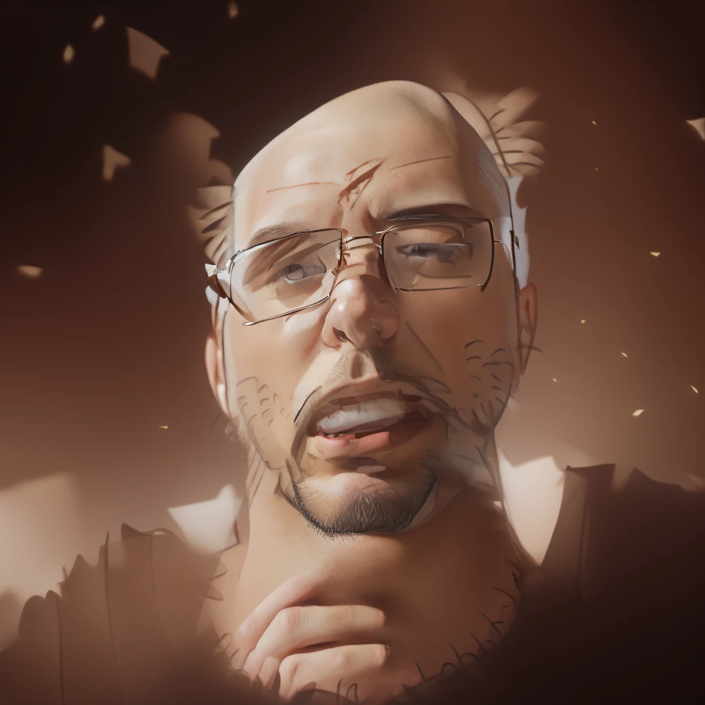 Master Piece, best quality, (extremely detailed CG unity 8k wallpaper), (best quality) 8k detail. drawing of a man with a beard and glasses looking at the camera, drawn with photoshop, drawn in the style of mark arian, drawn in microsoft paint, digital sketch, bald head and white beard, ai self portrait, ernest gary gygax face, ,white beard, cel shaded:15