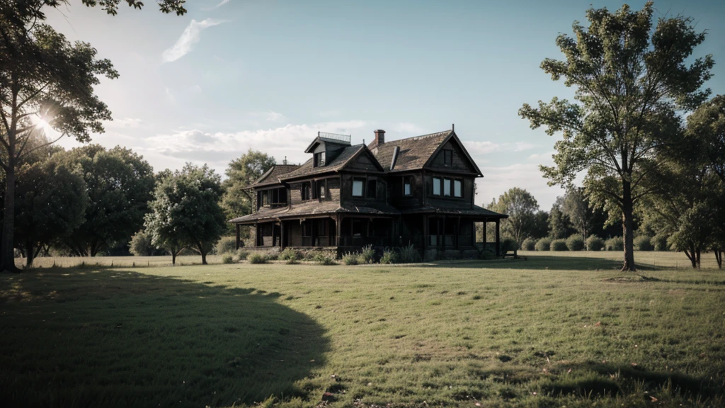 horror house with plain background