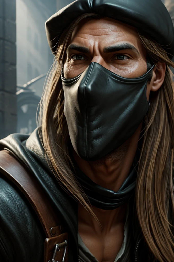 Create a thief with a big nose, about to steal 