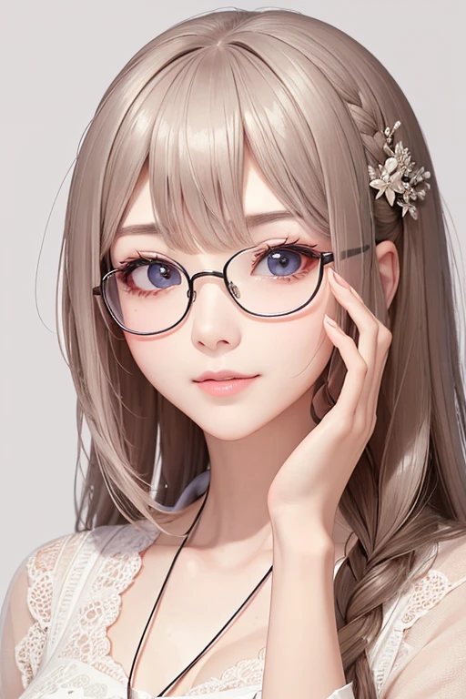 Highest quality、masterpiece、High sensitivity、High resolution、Detailed Description、５０Old woman、Slender women、Glasses、Nasolabial folds、Fine lines around the eyeole around the mouth、