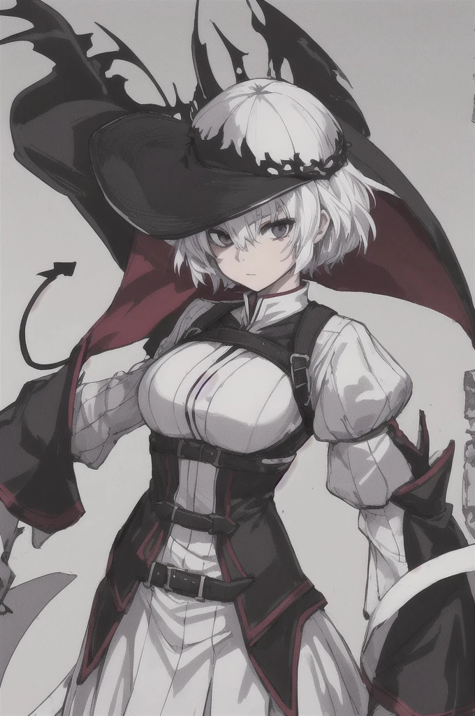 girl with short white hair, white eyes, demon slayer uniform, highly detailed high contrast hd masterpiece of best quality in high resolution