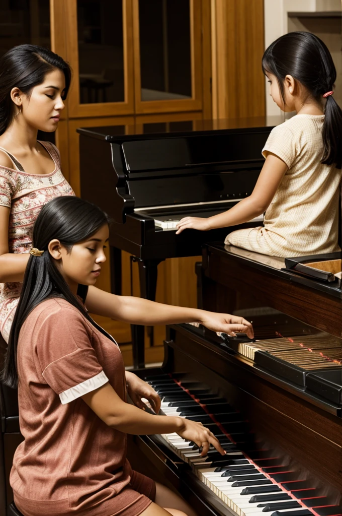 A yuca and meat playing the piano