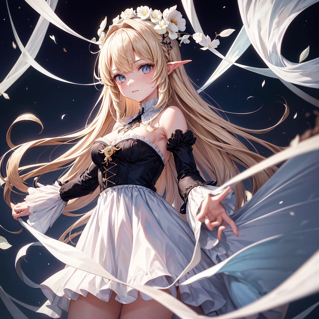 Dessins majestueus,delicat,epic,haute qualité, d'une jeune fille demone,avec des corne noir sur le front,une de chaque coter du front,oeil blanc,pas de pupille,cheveux blond, levre rose,neutre,teint de peau pale,habiller d'une robe blanche, serrant entre ses mains,une peluche ours,embiance douce,paradisiaque,dans un champs de fleur infinie.