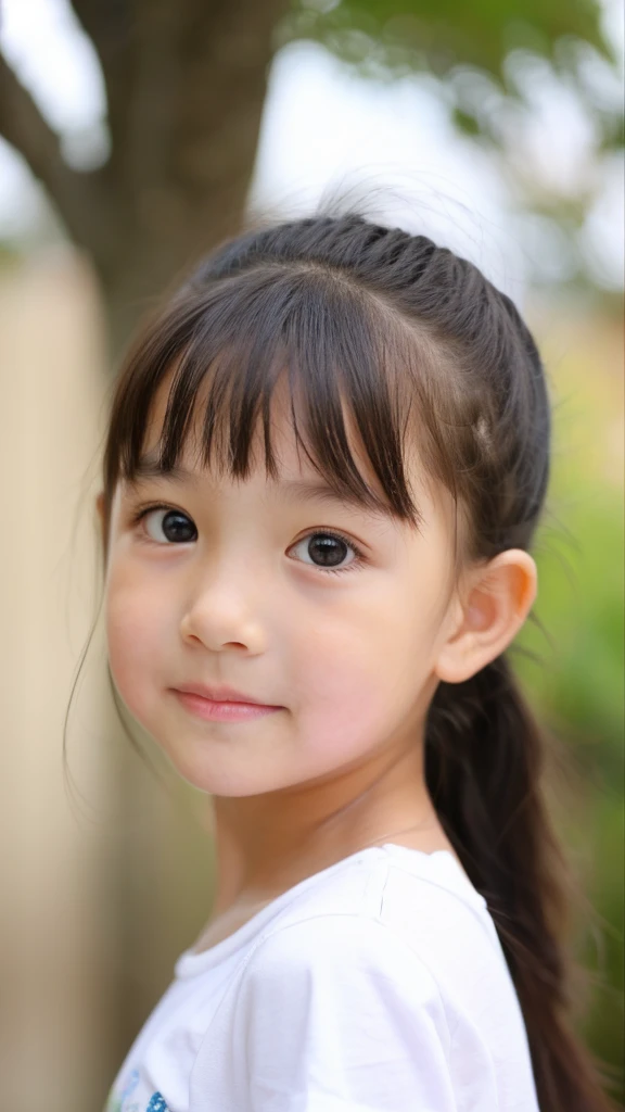 ((detailed face, cute face)), 、1 Beautiful girl、So cute、Plain white T-shirt