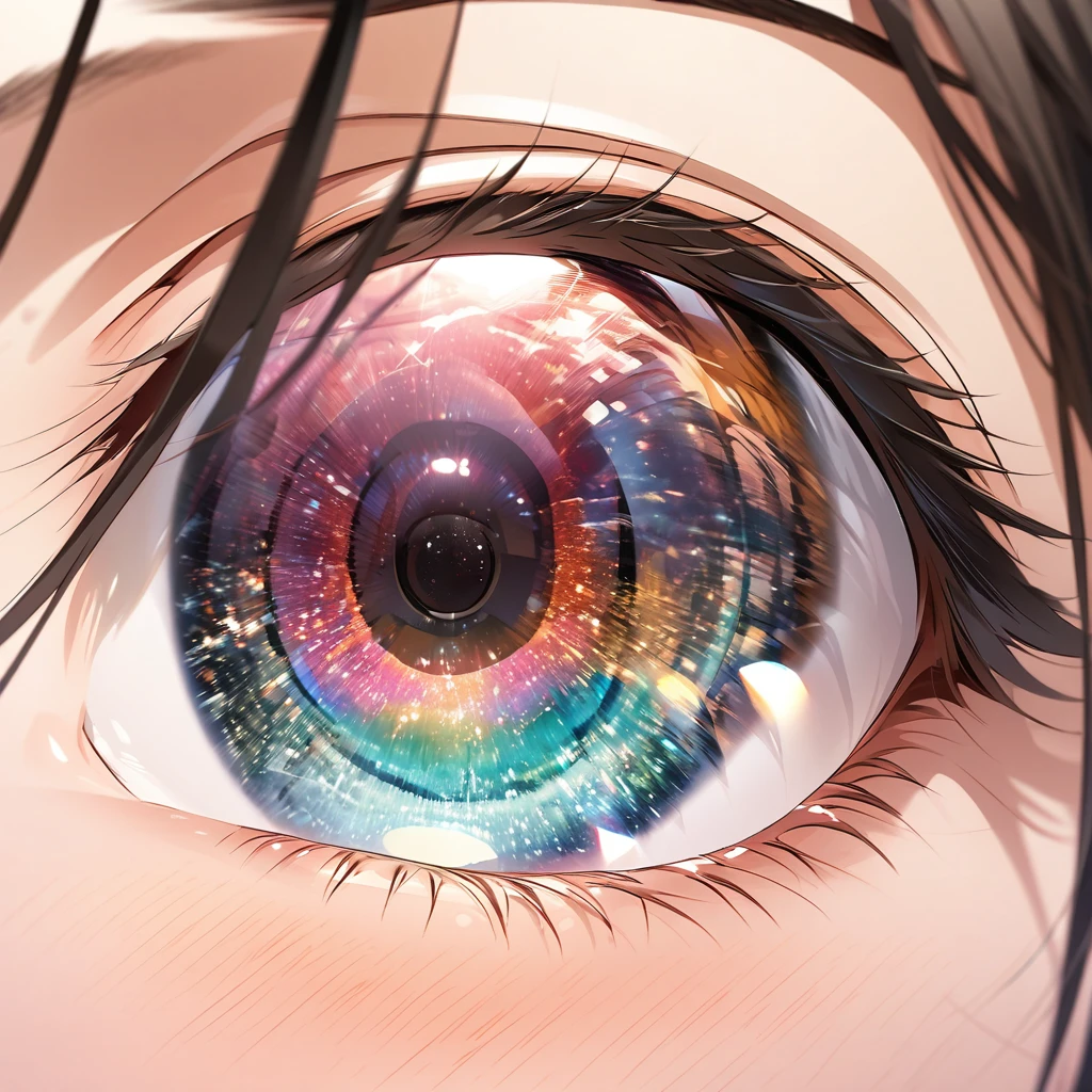 Award-winning anime illustration of a macro photo on the lenses of women's glasses, close up view of her glasses lenses that the reflection in her glasses is visible, ((reflection of an urban landscape in the lenses of glasses):1.5),shiny and mesmerizing eyeglass lenses. | Rendered in ultra-high definition with UHD and retina quality, this masterpiece ensures anatomical correctness and textured skin with super detail. Focusing on high quality and precision, This award-winning portrait captures every nuance in stunning 16k resolution, immersing viewers in its realistic depiction. Avoid extreme angles or exaggerated expressions to maintain realism. ((perfect_composition, perfect_project, perfect_layout, perfect_detail, ultra_detailed)), ((melhorar_everyone, fix_everything)), Mais details, melhorar.