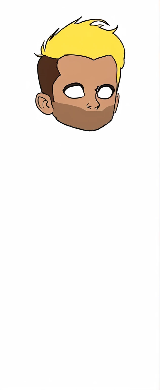 A man with a bushy beard, brunette hair but with a blonde topknot, wearing a black suit with a red tie, style cartoon (Head) - Renan Souzones