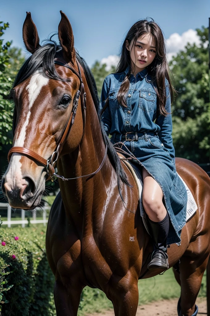 Perfect woman, horse