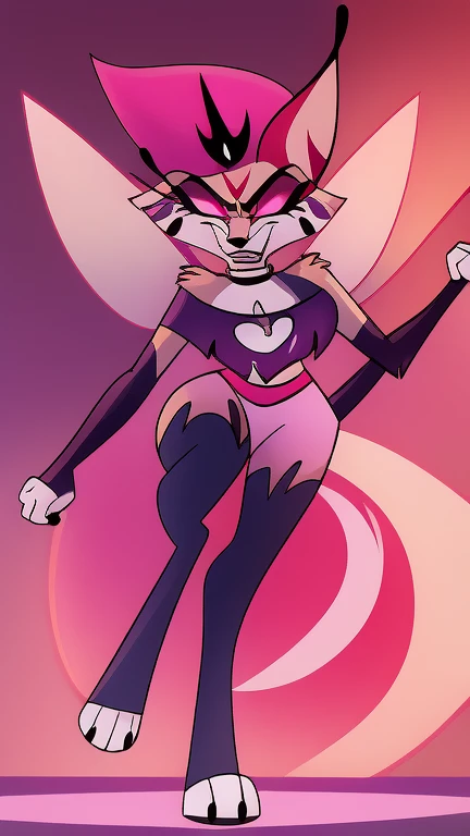 (masterpiece, best quality:1.2), Queen Bee hellhound, wolf, furry, helluva boss, hypnotized with glowing purple eyes, tongue out, wearing predator futuristic armor, using a Pulse Rifle, Energy Rifle, Futuristic assault rifle, dancing ridiculously