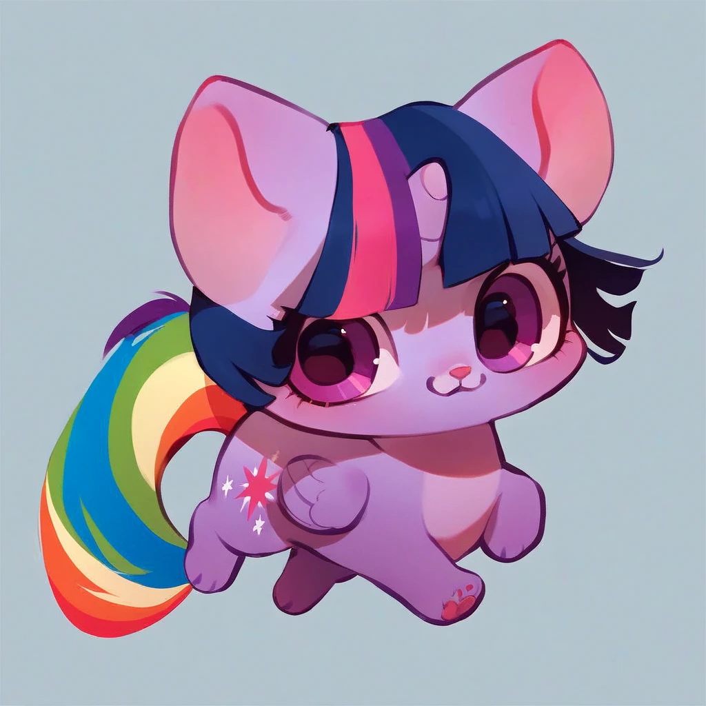 score_9, score_8_up, score_7_up, score_6_up, cute pony portrait, simple background, full body,twilight sparkle kiss rainbow dash,cute chibi,cat pijamas,