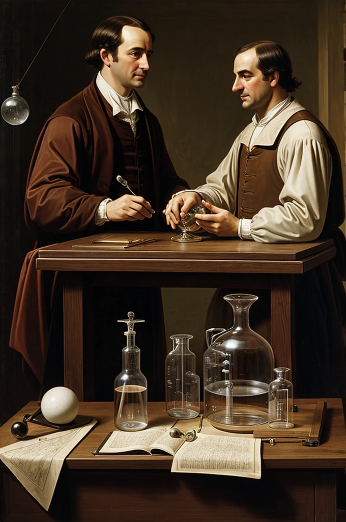 Scientific revolution, photo with a cradle and a flask
