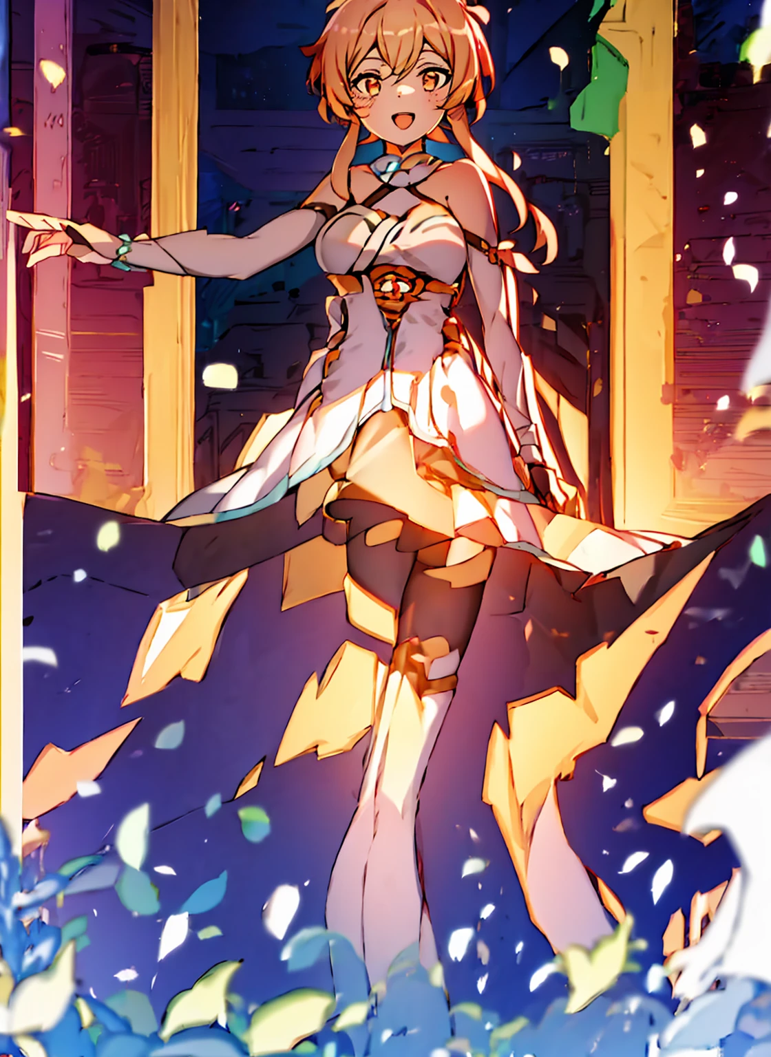 Tabletop, Highest quality, Anime Images, Anime Style, Firefly\(Genshin Impact\), smile, One Girl, Tinewicker, appear , blush, Colorful pastel fantasy、(Spread your legs)、Composition looking up at the buttocks from below、Beautiful shiny buttocks,Spread your legs座る,Sexy pose,Fold your hands behind your face,Perfect human body,Sexy body line