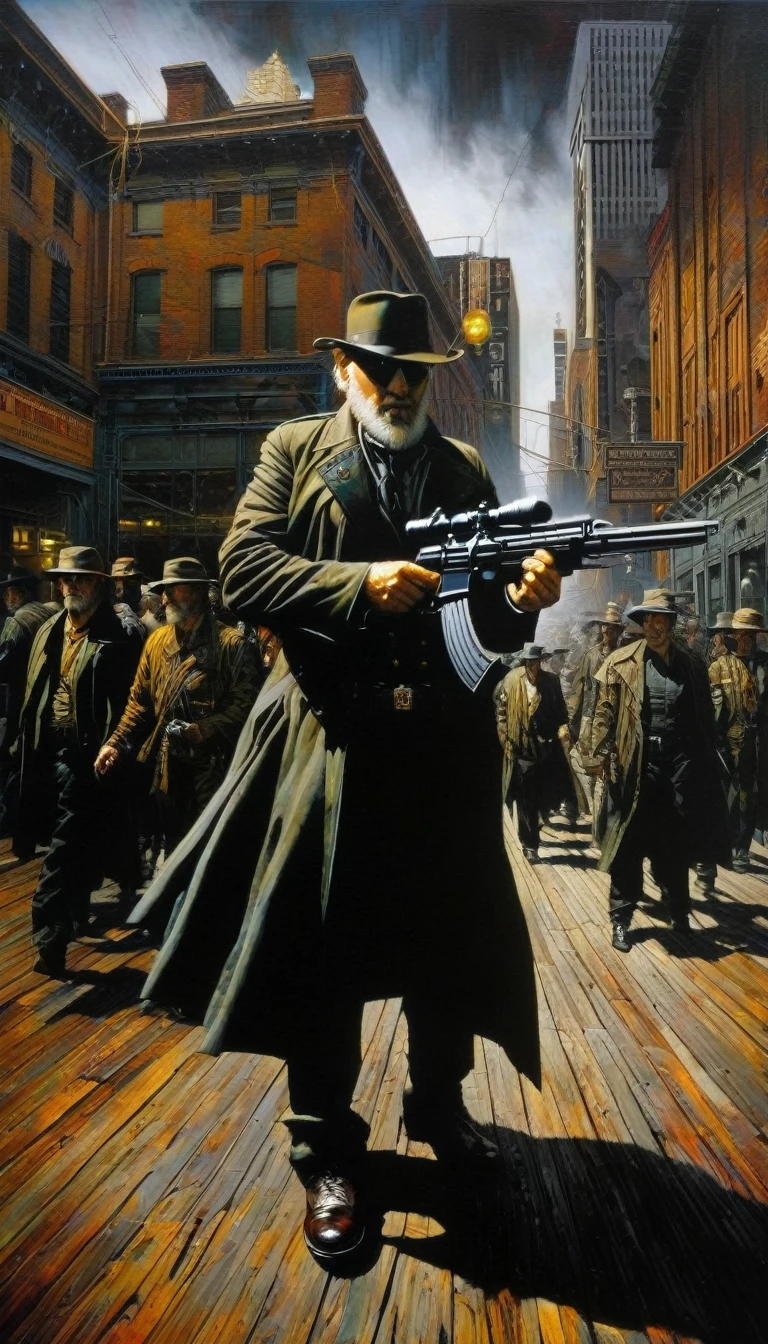 (art inspired by tim bradstreet). oil painting)
