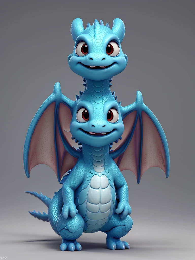 Baby dragon, 3D, disney-pixar style, solid grey background