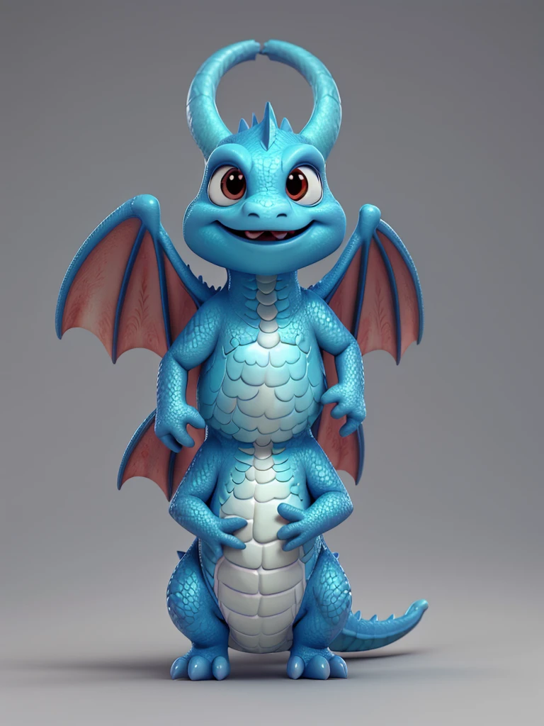 Baby dragon, 3D, disney-pixar style, solid grey background