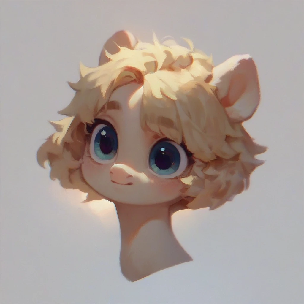 score_9, score_8_up, score_7_up, score_6_up, cute pony portrait, simple background, full body,my little pony body, pony girl,eyes yellow,short hair light blonde,skin fur white,talis long light blonde