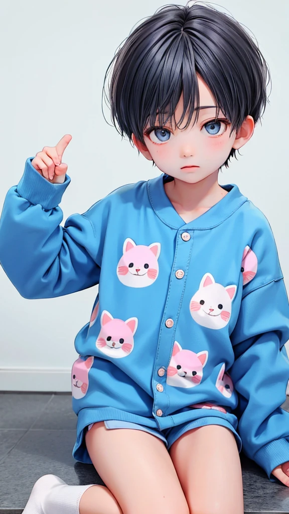 Cute 6 year old anime boy wearing cute socks and super kawaii animal pajamas