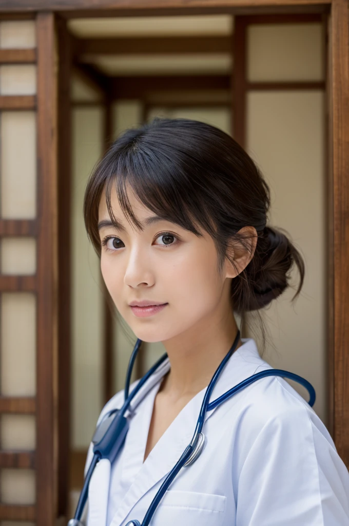 ((Highest quality)), ((masterpiece)), (detailed),Perfect Face,Japanese,Female doctor,White