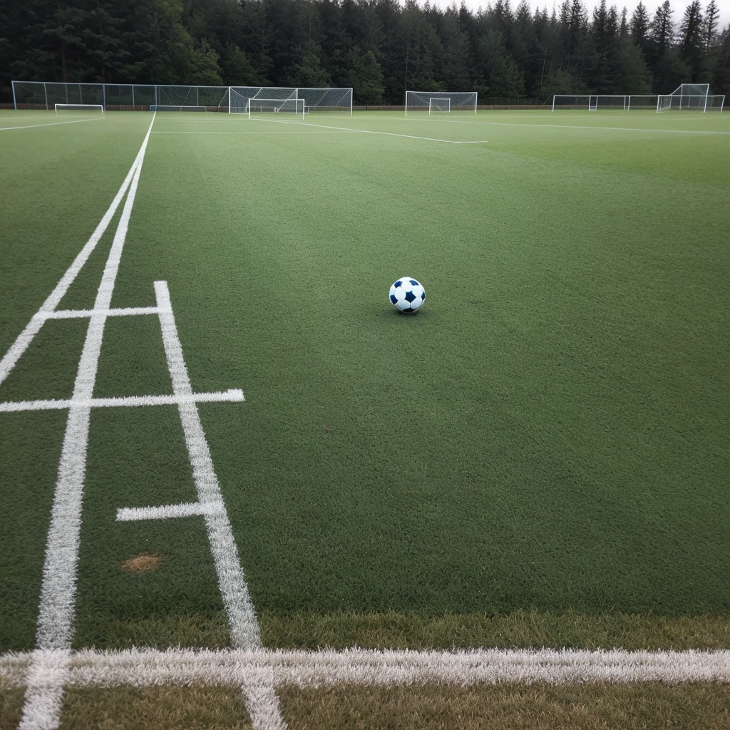 ((Best Quality)), ((Masterpiece)), (detailed), soccer field, with a bow and a soccer ball, it is day