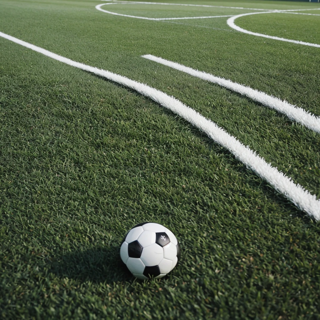 ((Best Quality)), ((Masterpiece)), (detailed), soccer field, with a bow and a soccer ball, it is day