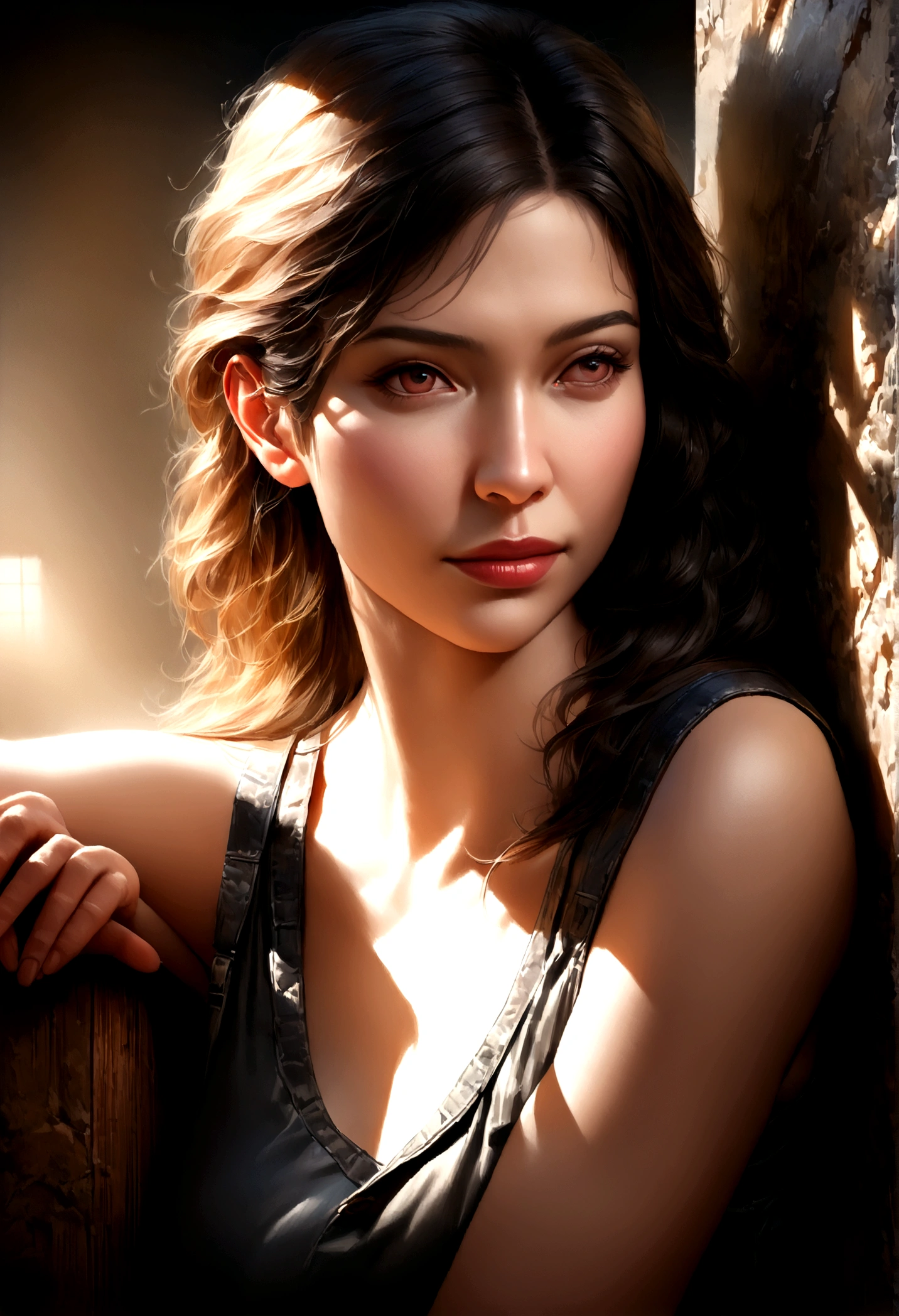 (Best quality,4K,8 k,A high resolution,masterpiece:1.2),ultra detailed,(realistic,photorealistic,photo-realistic:1.37),HDR,uhd,studio lighting,ultra fine painting,sharp focus,physically based rendering,very detailed description,professional,bright colors,hips,portraits of Tifa Lockhart from ff7, climbs a sheer wall with his equipment (massive 30 meter wall). She has a seductive appearance, with a slim figure, long legs, and big bust. Her eyes are fiery and captivating. The work was completed at the highest level, with 4k resolution, 8 k, or even higher. The level of detail is amazing, making the image look extremely realistic and photorealistic. Lighting is carefully thought out, to enhance the overall look and feel of the artwork.. Mikasa's character is depicted like this, which truly reflects her essence.. Colors яркие и живые, creating a visually stunning piece of art. Focus is sharp, Like a razor, every smallest detail is beautifully drawn. The painting technique used is akin to ultra fine painting, demonstration of artist's skill. The artwork is created using physically based rendering techniques, ensuring the highest level of realism. Every little detail is described with utmost precision., Bringing the image to life. The overall composition and framing of the artwork are done by a professional artist, resulting in a masterpiece worthy of admiration. The painting has a sense of depth and three-dimensionality., creating an exciting feeling of immersion. The style of the artwork is focused on conveying the essence of the portraits., highlighting Tifa's unique traits and personality. Colors, used in the works, carefully selected to create a specific mood and atmosphere.. Lighting in works of art is carefully thought out, to improve the overall look and feel of the scene.. NFV