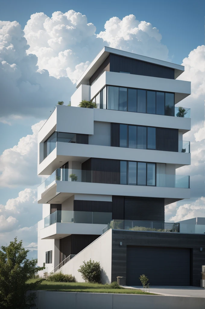 Image of a modern house in the clouds