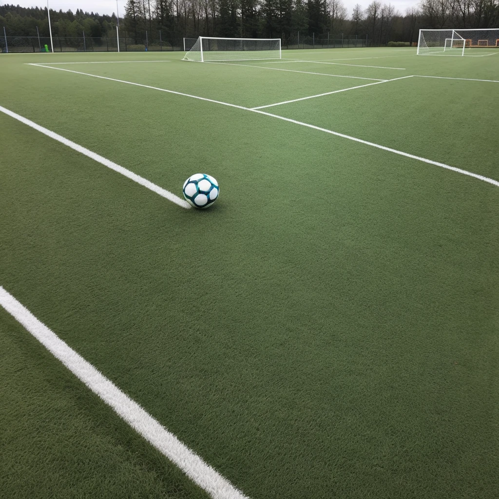 ((Best Quality)), ((Masterpiece)), (detailed), soccer field, with a bow and a soccer ball, it is day