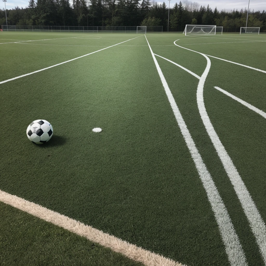 ((Best Quality)), ((Masterpiece)), (detailed), soccer field, with a bow and a soccer ball, it is day