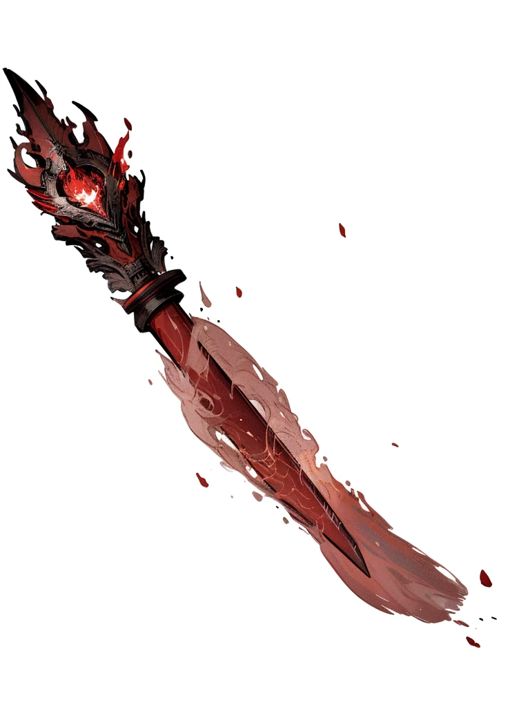 Red, Crimson, Fire sword, legendary weapon ,(masterpiece, best quality), aura of fire, fire devil