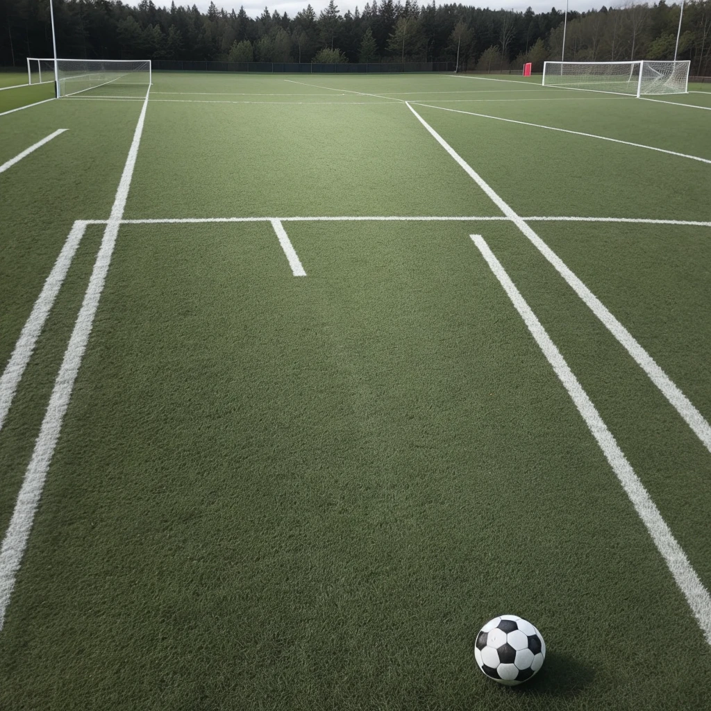 ((Best Quality)), ((Masterpiece)), (detailed), soccer field, with a bow and a soccer ball, it is day