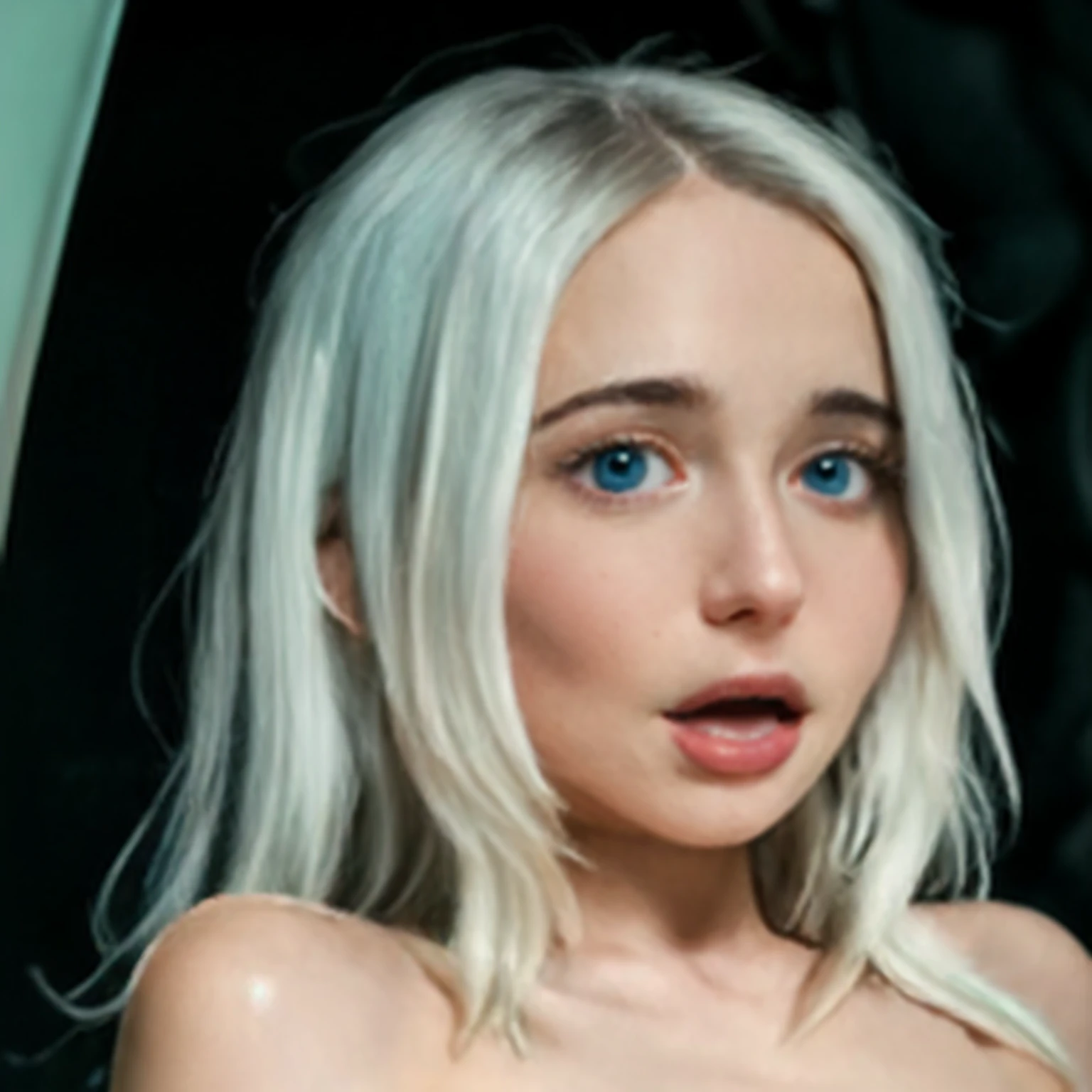 blond woman with blue eyes and white hair posing for a picture, perfect white haired girl, girl with white hair, pale hair, soft portrait shot 8 k, long blonde hair and big eyes, hyperrealistic female, blonde hair and large eyes, poppy, intense white hair,