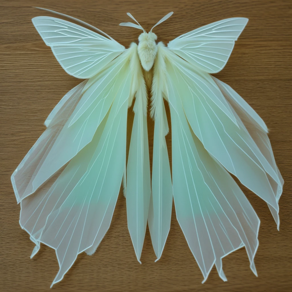 A beautiful moth, ethereal, large transparent wings