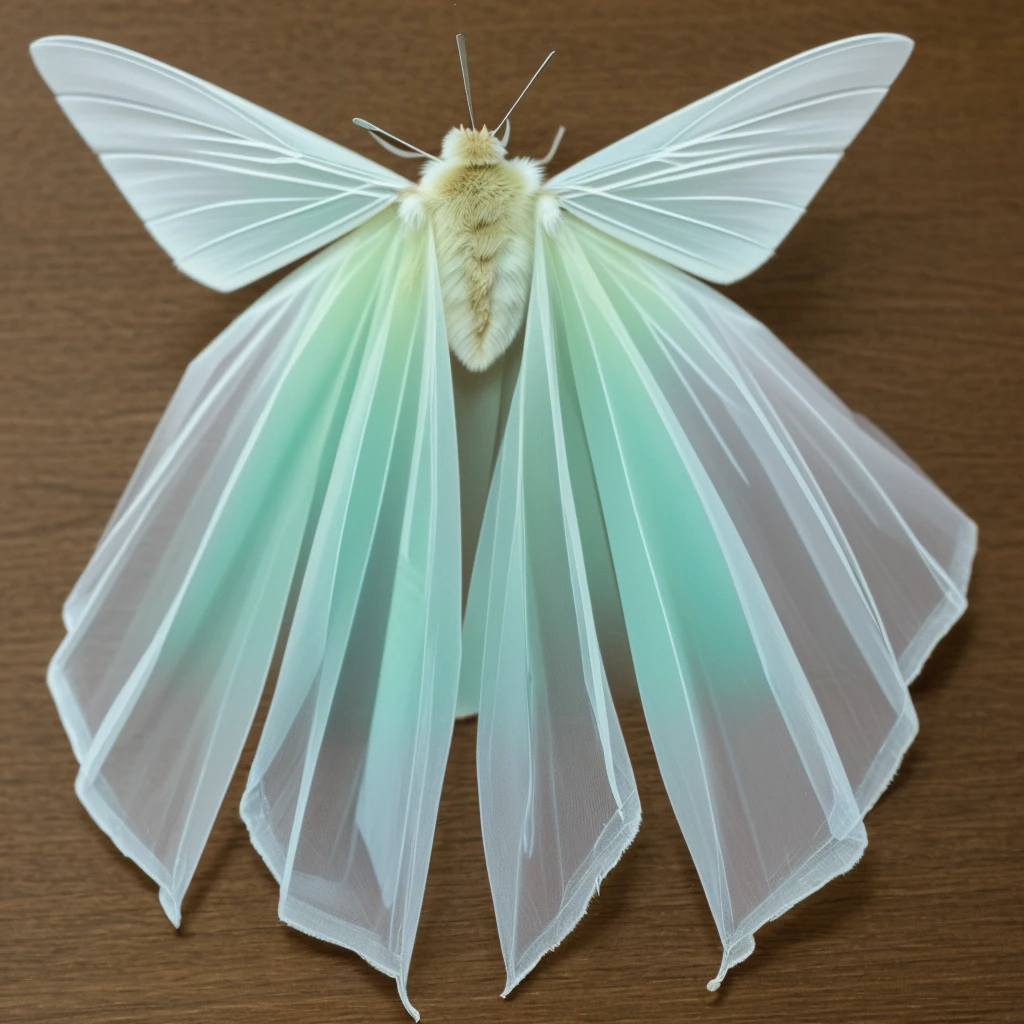 A beautiful moth, ethereal, large transparent wings
