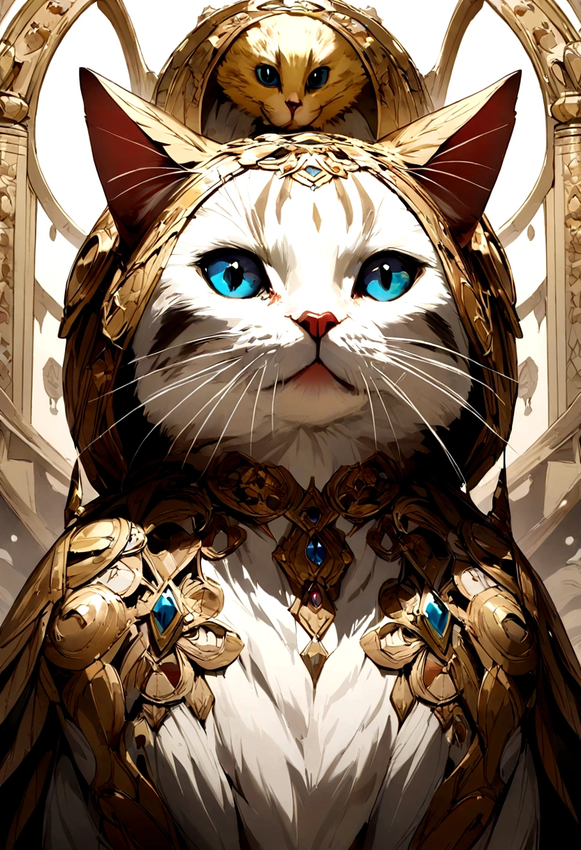 I want you to create a hybrid animal with the body of a bird and the head of a cat, extremely real and impactful.