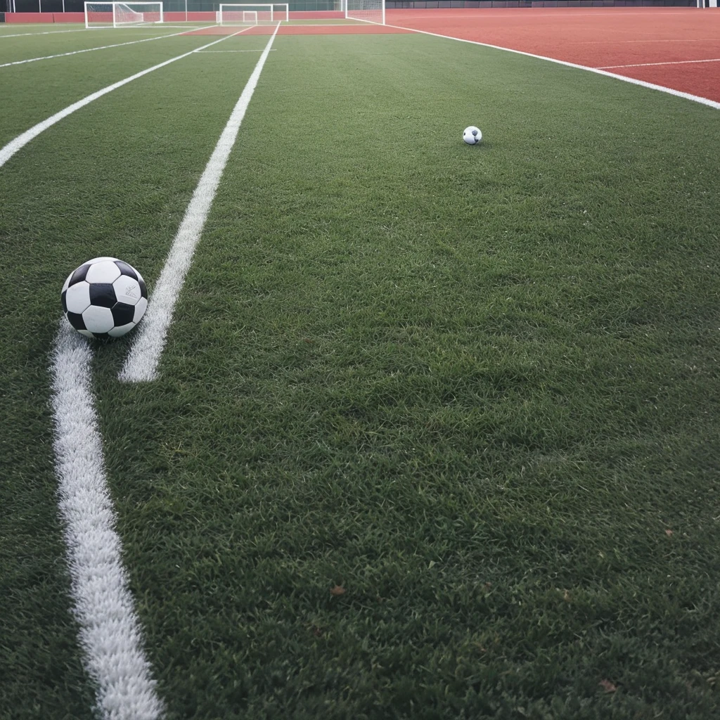 ((Best Quality)), ((Masterpiece)), (detailed), soccer field, with a bow and a soccer ball, it is day