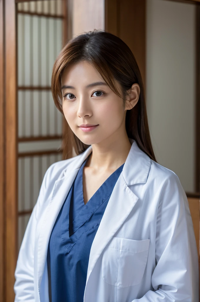 ((Highest quality)), ((masterpiece)), (detailed),Perfect Face,Japanese,Female doctor,White