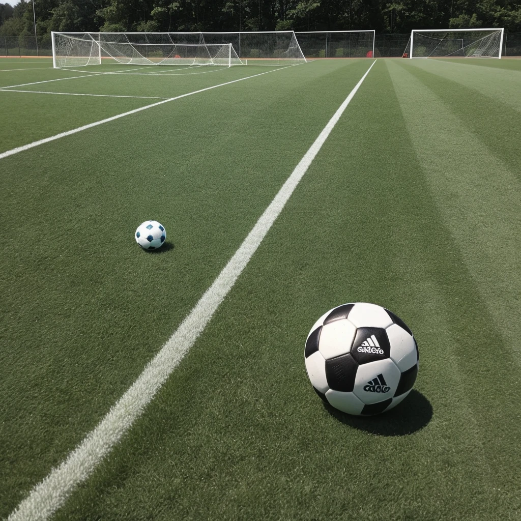 ((Best Quality)), ((Masterpiece)), (detailed), soccer field, with a bow and a soccer ball, it is day