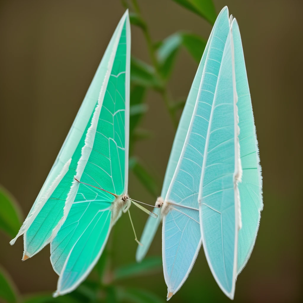 A beautiful luna-moth, ethereal, large transparent wings, bokeh, naturecore, fantasy