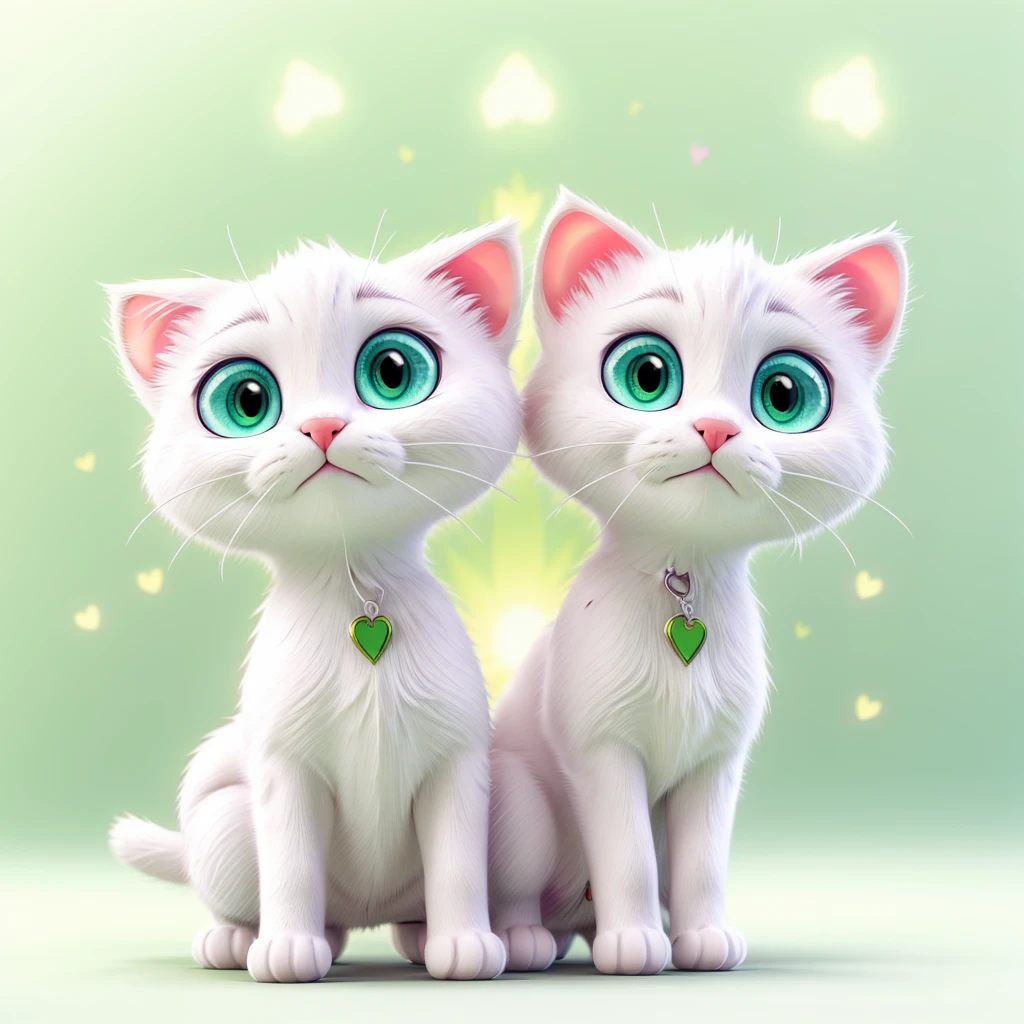 cute white kitten with light green eyes, vector logo, sticker