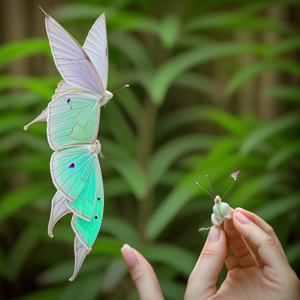A beautiful luna-moth, ethereal, bokeh, naturecore, fantasy