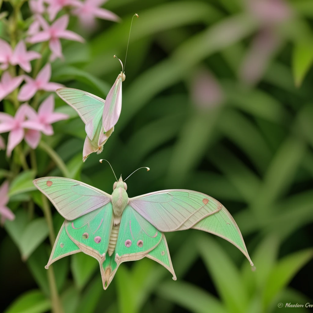 A beautiful luna-moth, ethereal, bokeh, naturecore, fantasy
